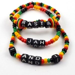 Set of 3 Rasta Stretch Bracelet Bundle Jah